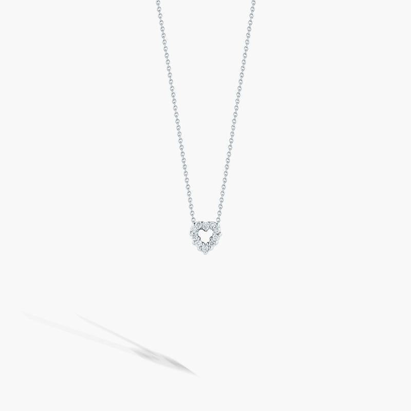 18K WHITE GOLD TINY TREASURES DIAMOND AND PINK SAPPHIRE HEART PENDANT. 0.10, 0.10