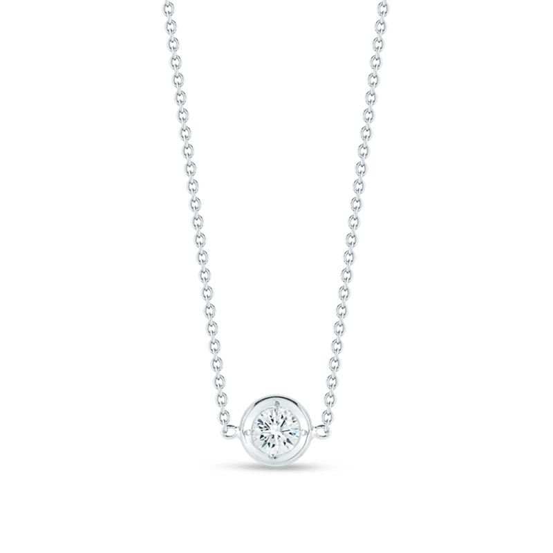 18k White Gold Diamonds By the Inch Single Station Necklace .10ctw. 