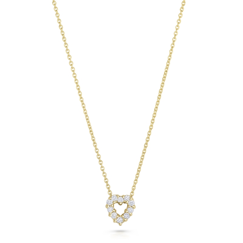 18K Yellow Gold Tiny Treasures Diamond Heart Necklace. 