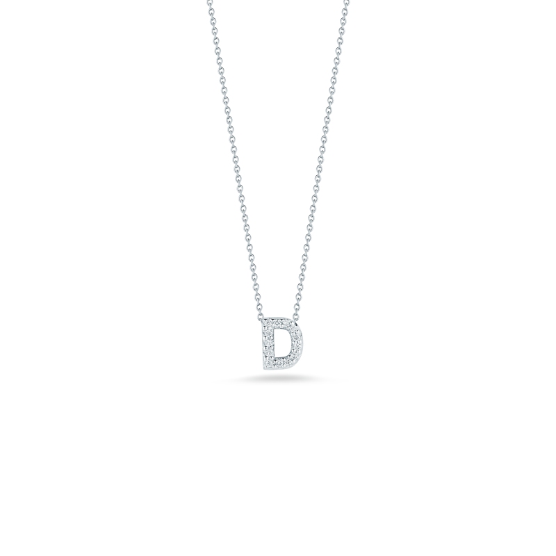 Tiny Treasures Diamond Love Letter "D" Necklace in 18K White Gold