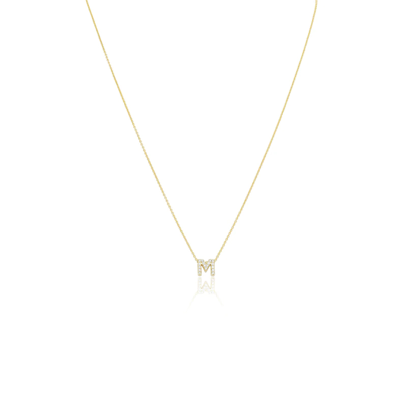 Roberto Coin Yellow Gold Diamond Love Letter M 16/18