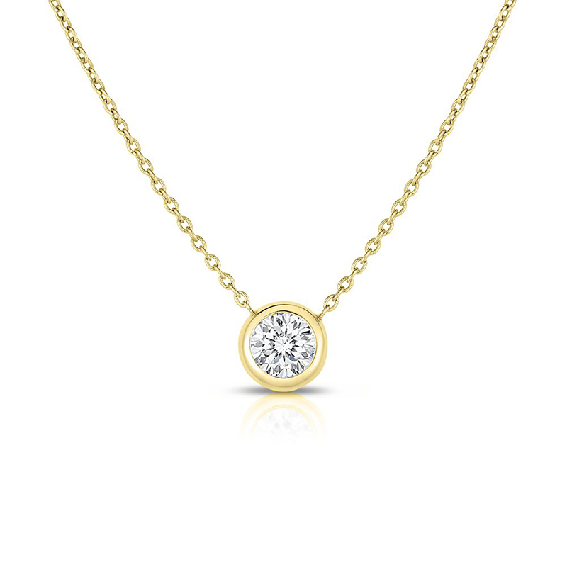 18K YELLOW GOLD POINT DIAMOND STATION NECKLACE .19CTW. 