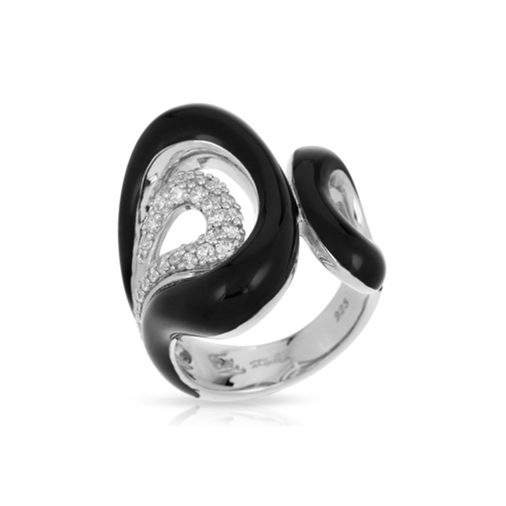 Vapeur Collection In Sterling Silver Blacken/Cz.White Ring