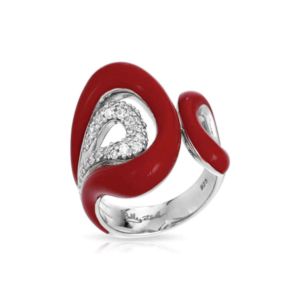 Vapeur Collection In Sterling Silver Reden/Cz.White Ring