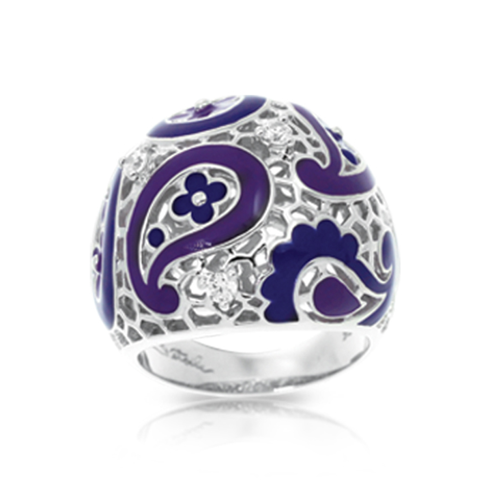 Koyari Collection In Sterling Silver Purple &Blue/En/White /Cz Ring
