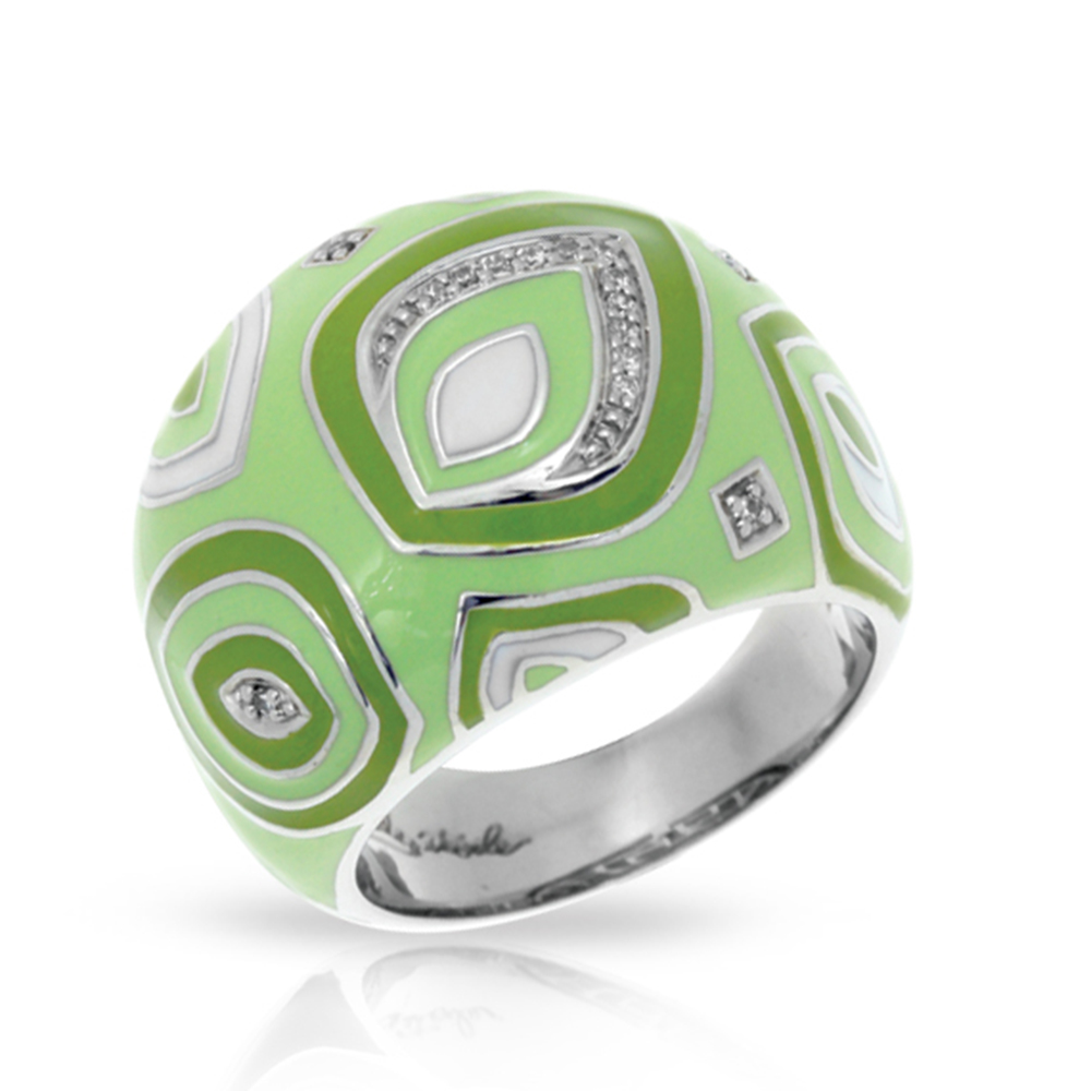 Zen Collection In Sterling Silver / Applegrn/En/White /Cz Ring