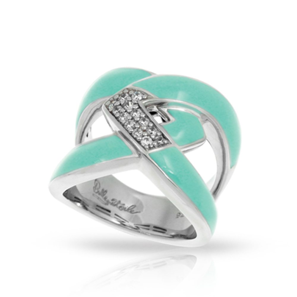 Amazon Collection In Sterling Silver Aqua/En/White /Cz Ring