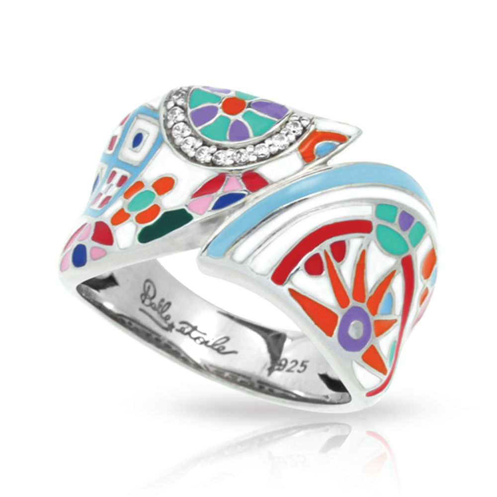 Pashmina Collection In Sterling Silver Ena.Mult/Cz.White Ring