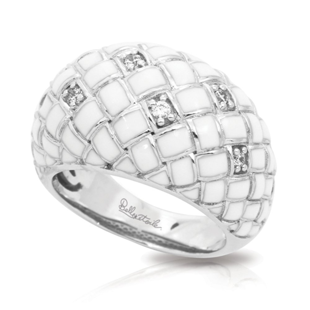 Harlequin Collection In Sterling Silver En_White /White _Cz Ring