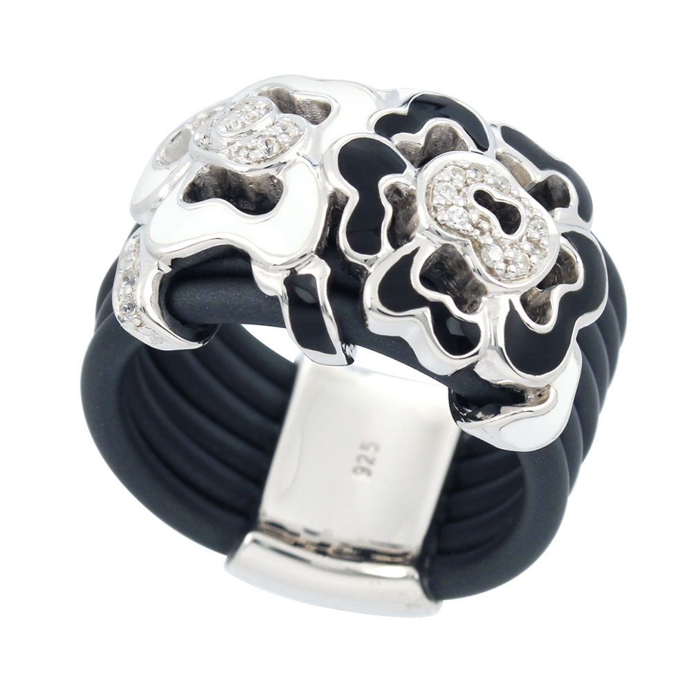Fiori White/Charcoal Ring