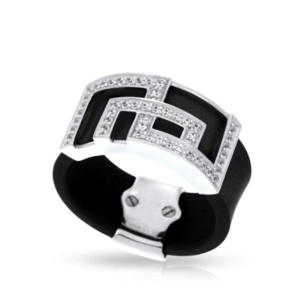 Piazza Collection In Sterling Silver Blkrub/Cz.White Ring