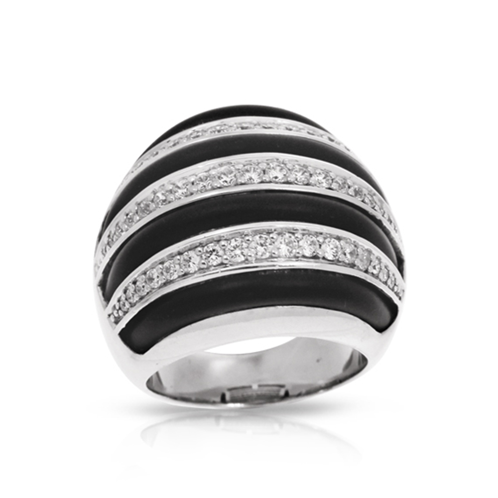 Intermezzo Collection In Sterling Silver Blk/Ru/White /Cz Ring