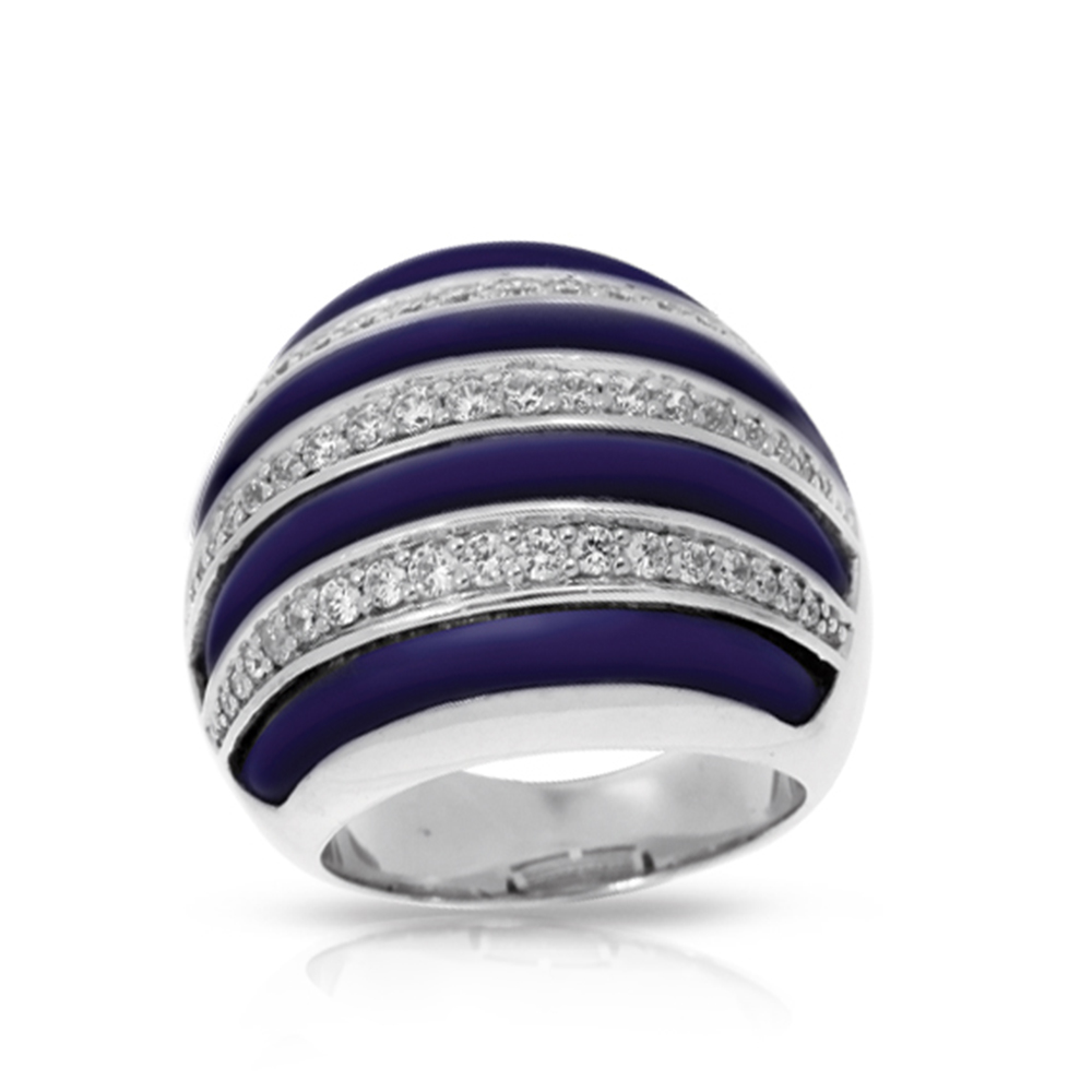 Intermezzo Collection In Sterling Silver Blue/Ru/White /Cz Ring
