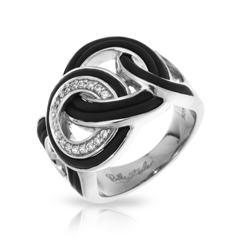 Unity Collection In Sterling Silver Blk/Ru/White /Cz Ring