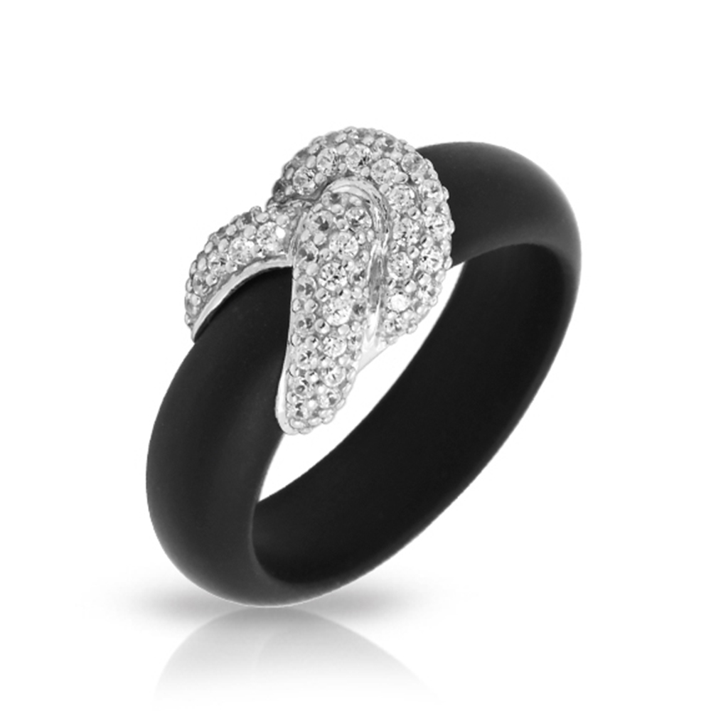 Ariadne Collection In Sterling Silver Rub.Blk/Cz.White Ring