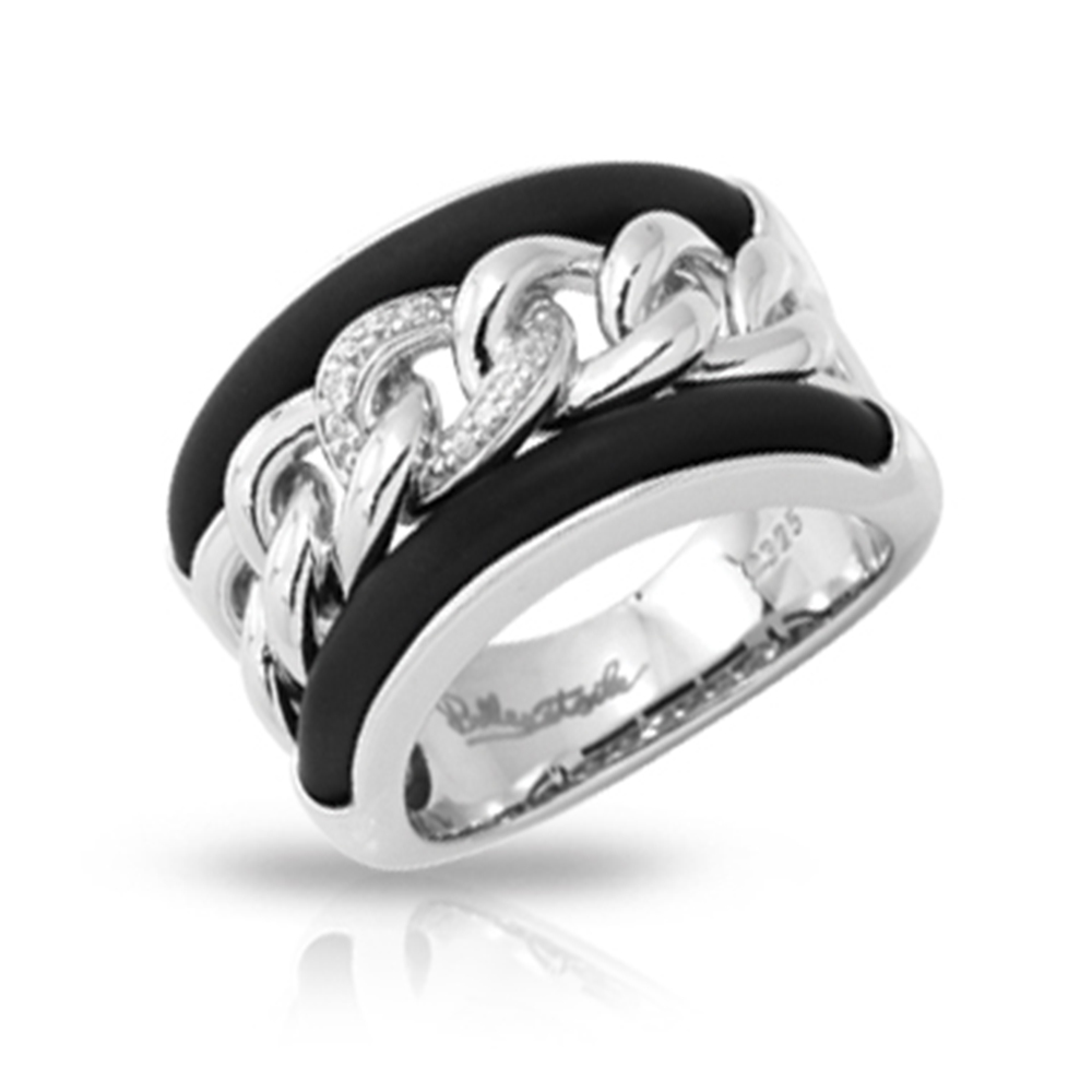 Liaison Collection In Sterling Silver Rub.Blk/Cz.White Ring
