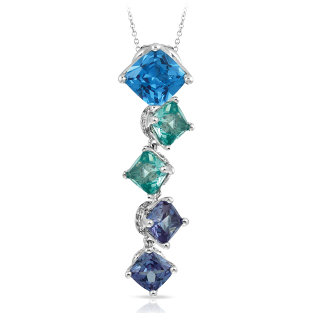 Destiny Collection In Ss Cz.Blue/Cz.Green Pendant