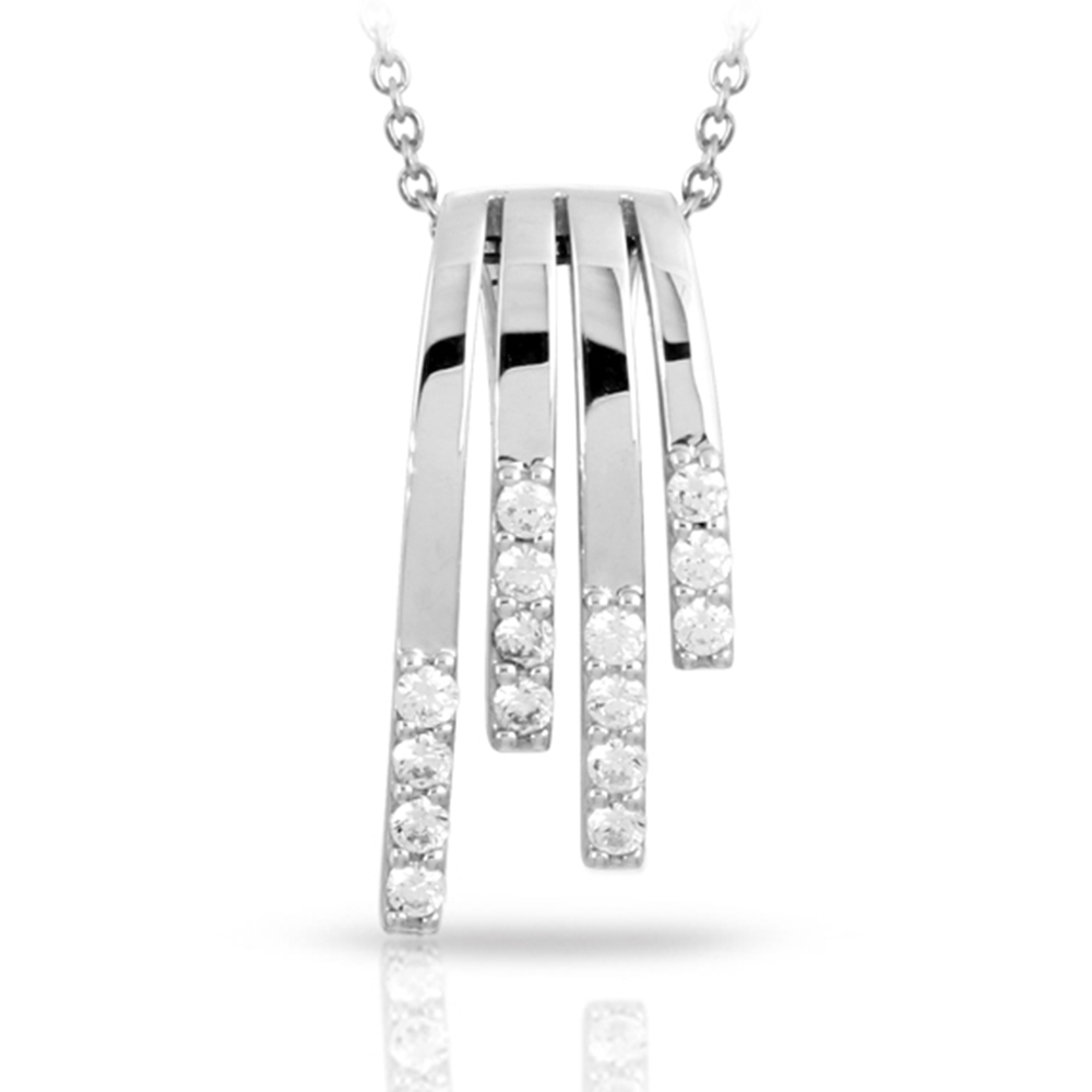 Fontaine Collection In Sterling Silver Cz.White Pendant