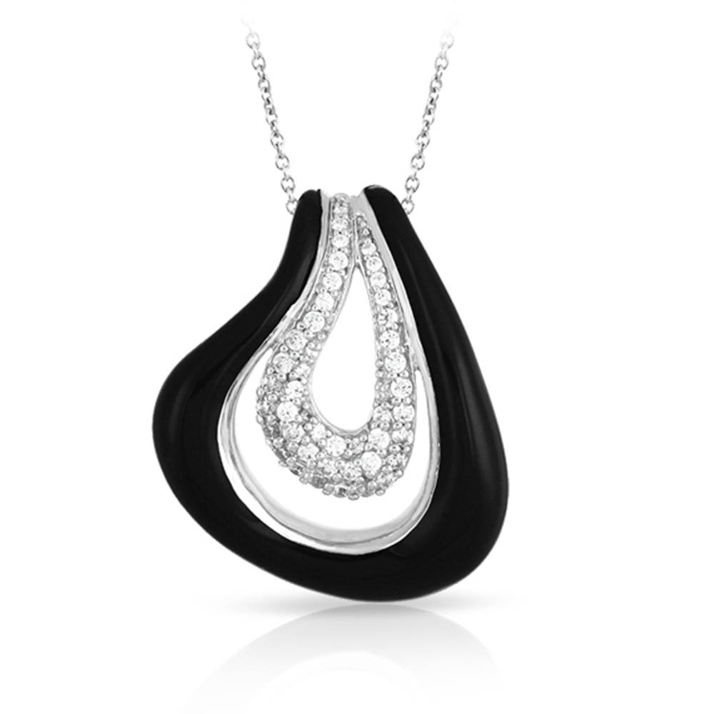 Vapeur Collection In Sterling Silver Blacken/Cz.White Pendant