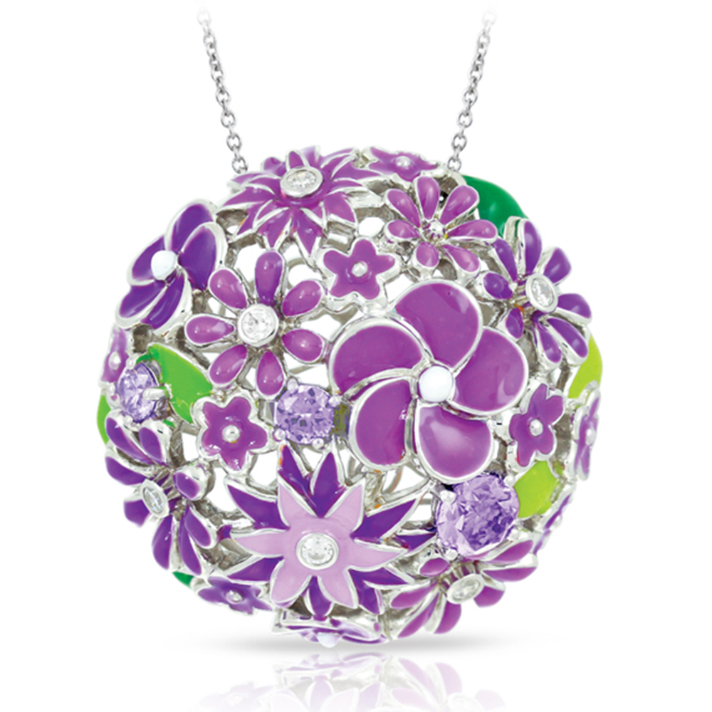 Jardin Collection In Sterling Silver Purple/En/ White/Cz Pendant