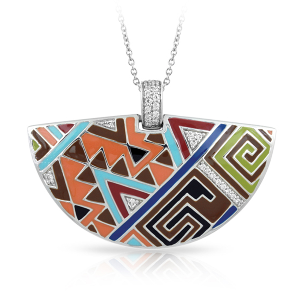 Sedona Collection In Sterling Silver Org_Brw/En/White /Cz Pendant