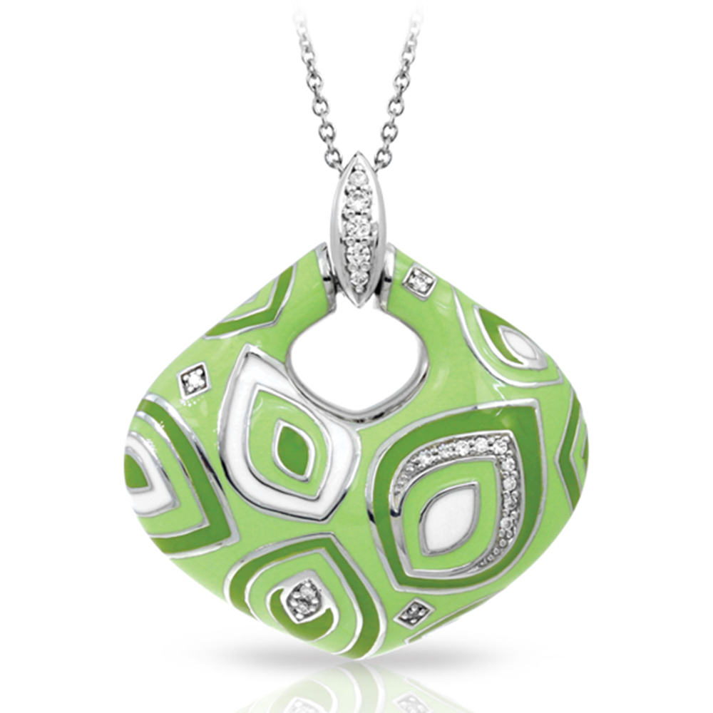 Zen Collection In Sterling Silver / Applegrn/En/White /Cz Pendant