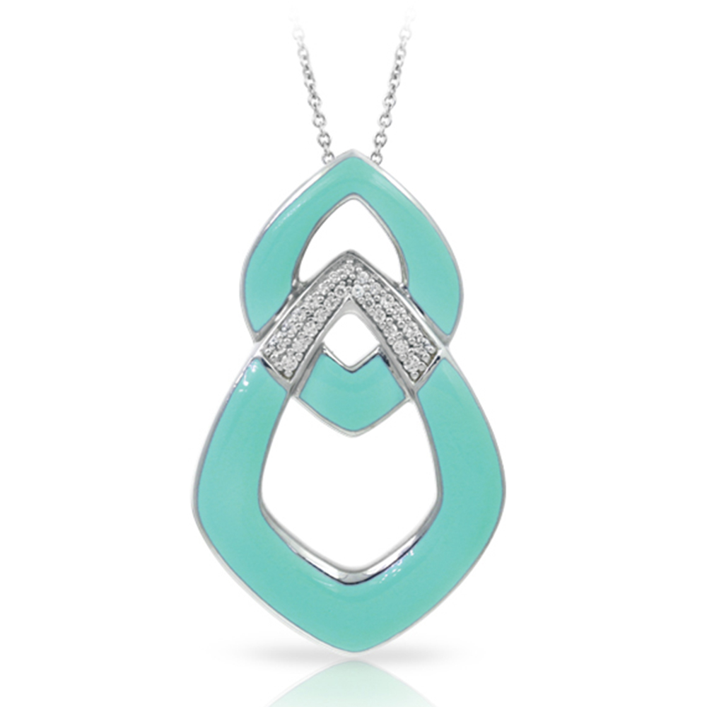 Amazon Collection In Sterling Silver Aqua/En/White /Cz Pendant
