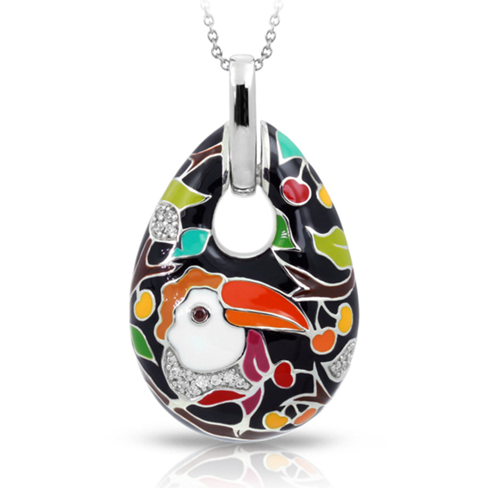 Love Collection In Toucan Sterling Silver Black/En White /Cz Pendant