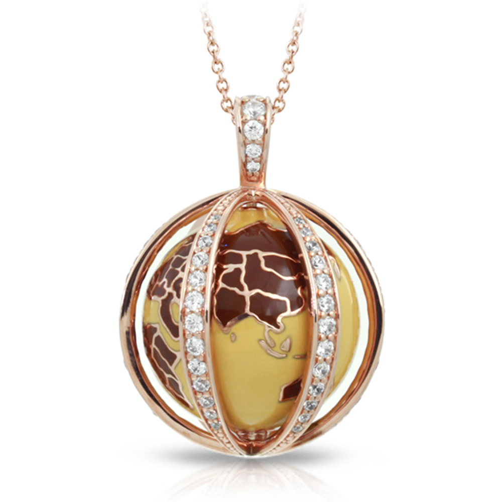 My World Collection In Sterling Silver Brn/Rosegold/En_White /Cz Pendant