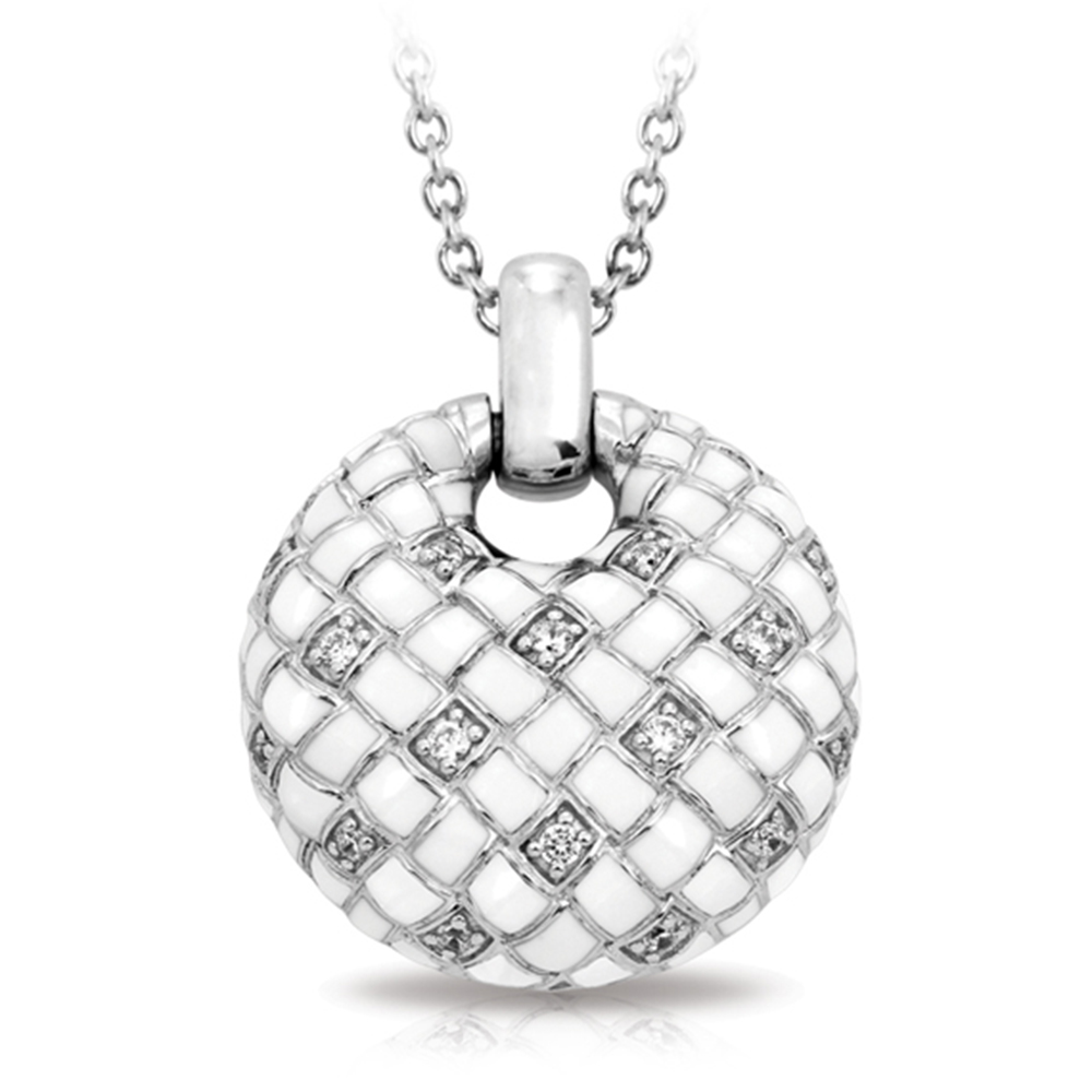 Harlequin Collection In Sterling Silver Whiteenamel Pendant