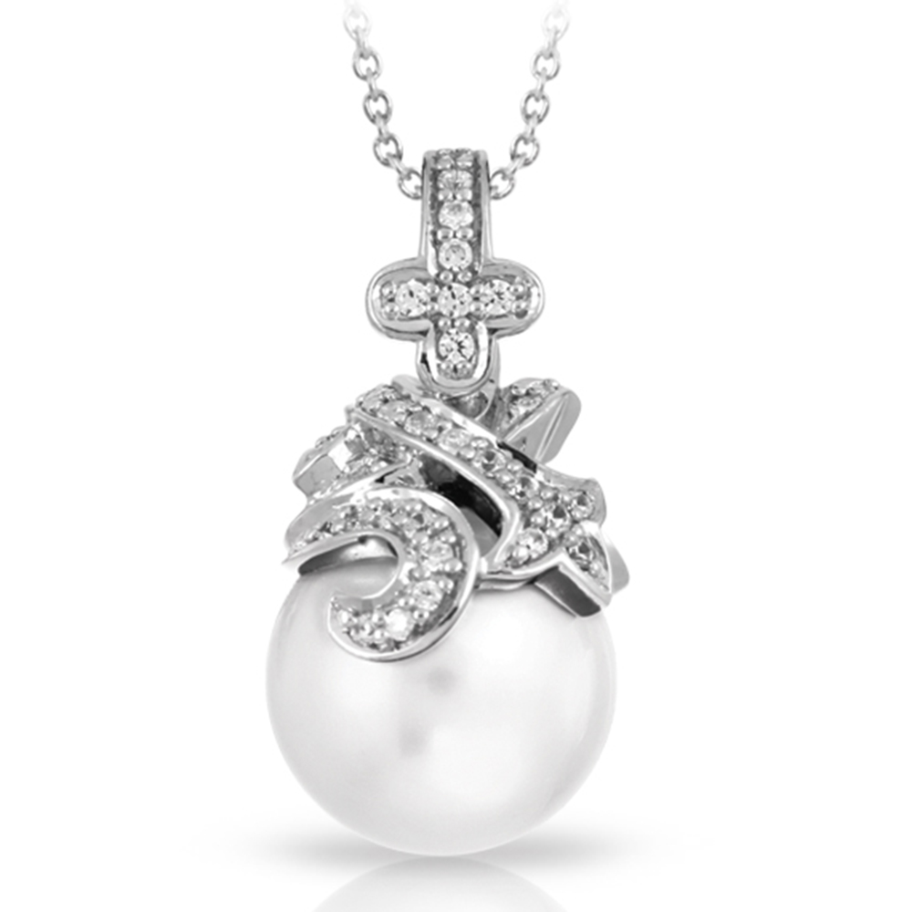 Fiona Collection In Sterling Silver Wht/Pearl/Wht/Cz Pendant