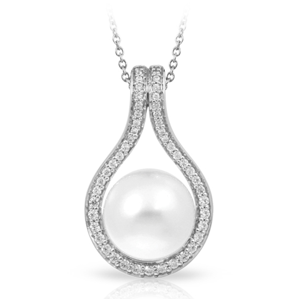 Claire Collection In Sterling Silver Wht/Pearl/Wht/Cz Pendant