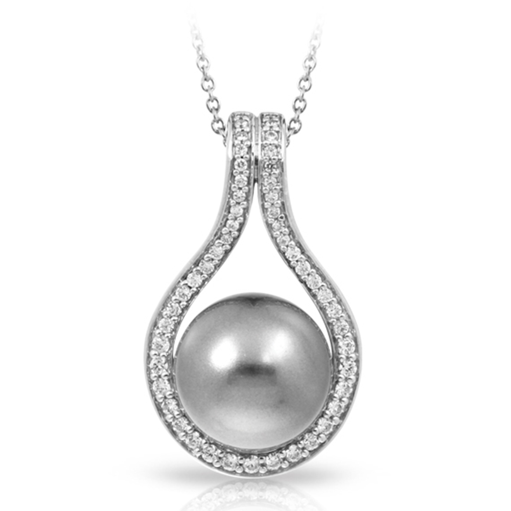 Claire Collection In Sterling Silver Grey/Pearl/Wht/Cz Pendant