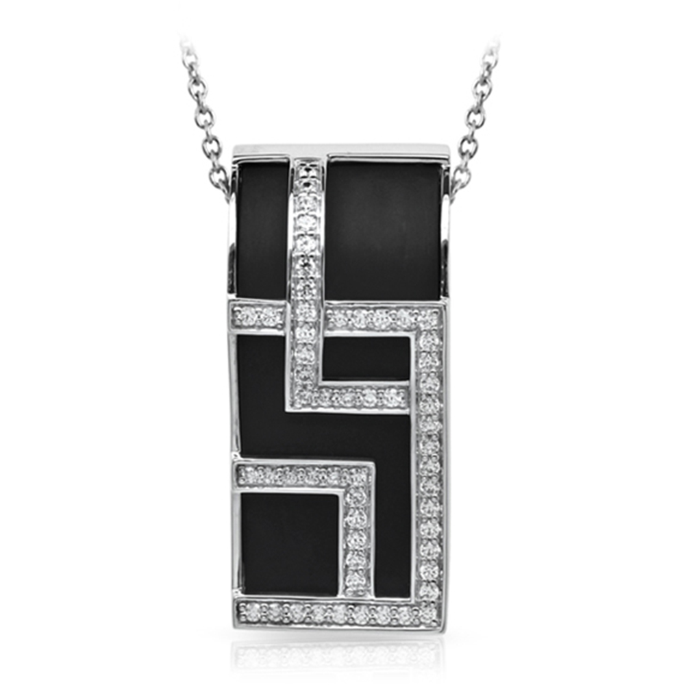 Piazza Collection In Sterling Silver Blkrub/Cz.White Pendant