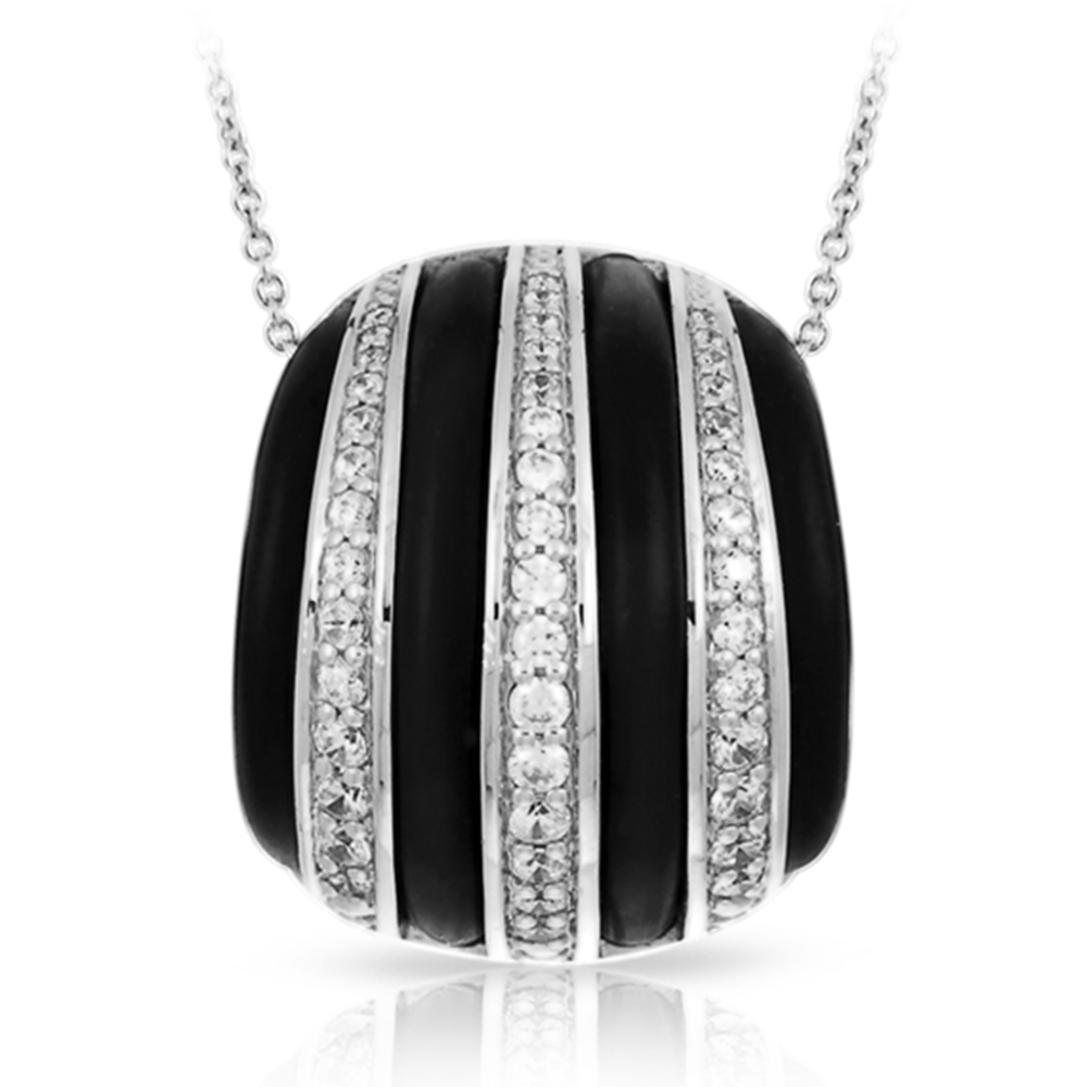 Intermezzo Collection In Sterling Silver Blk/Ru/White /Cz Pendant