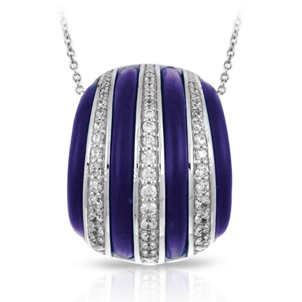 Intermezzo Collection In Sterling Silver Blue/Ru/White /Cz Pendant