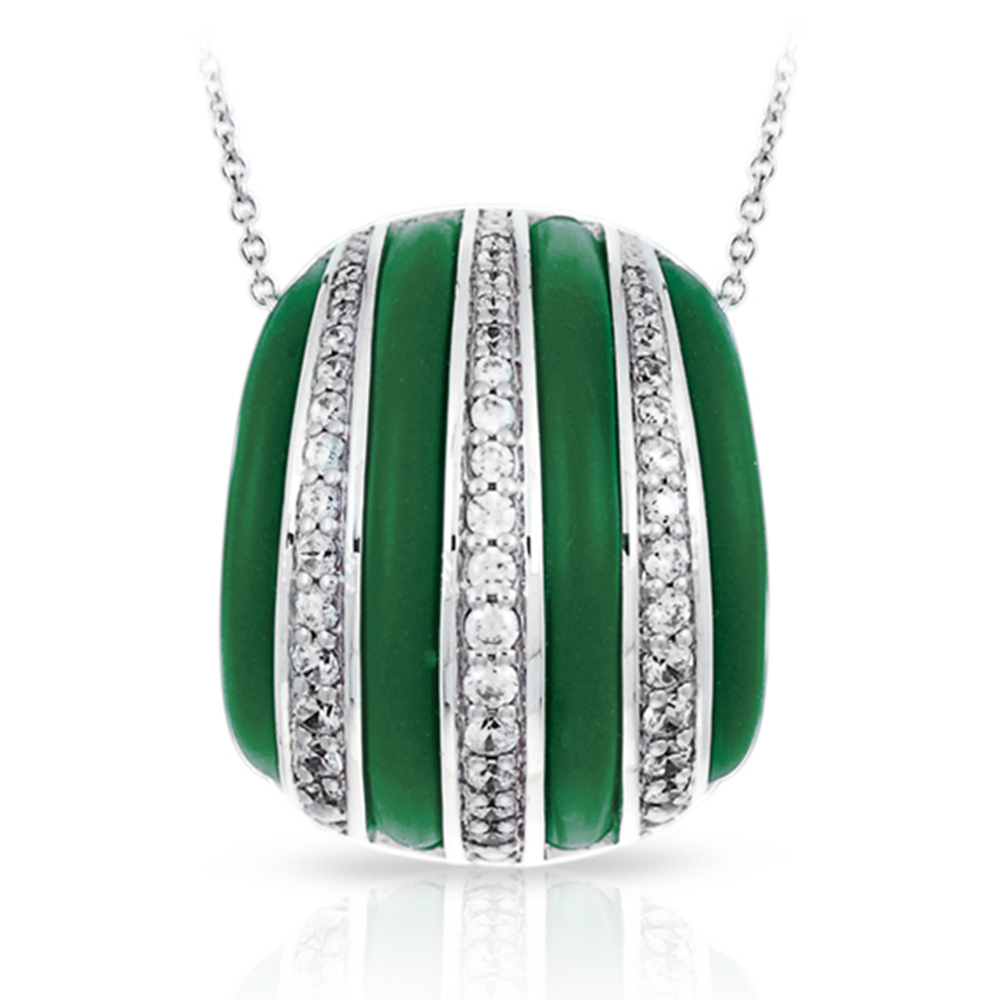 Intermezzo Collection In Sterling Silver Emerald/Ru/White /Cz Pendant