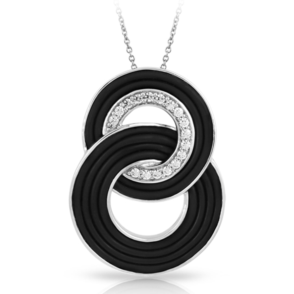 Unity Collection In Sterling Silver Blk/Ru/White /Cz Pendant