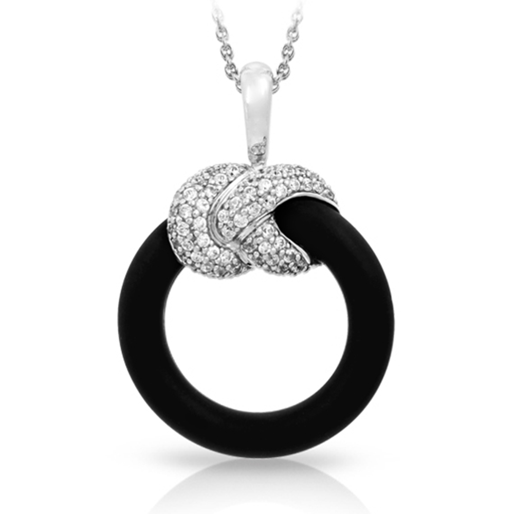 Ariadne Collection In Sterling Silver Rub.Blk/Cz.White Pendant