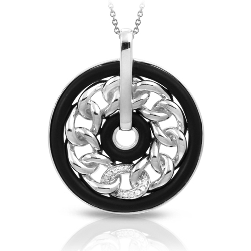 Liaison Collection In Sterling Silver Rub.Blk/Cz.White Pendant