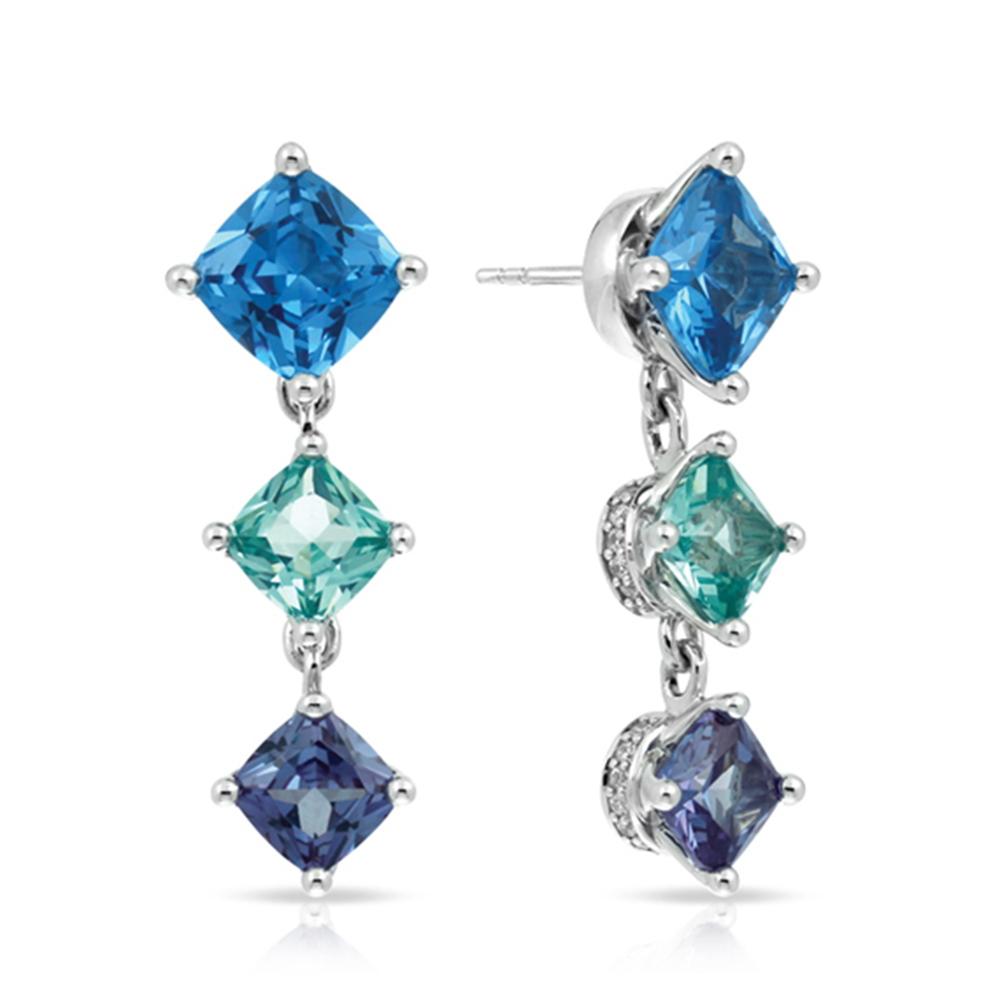 Destiny Collection In Ss Cz.Blue/Cz.Green Earring