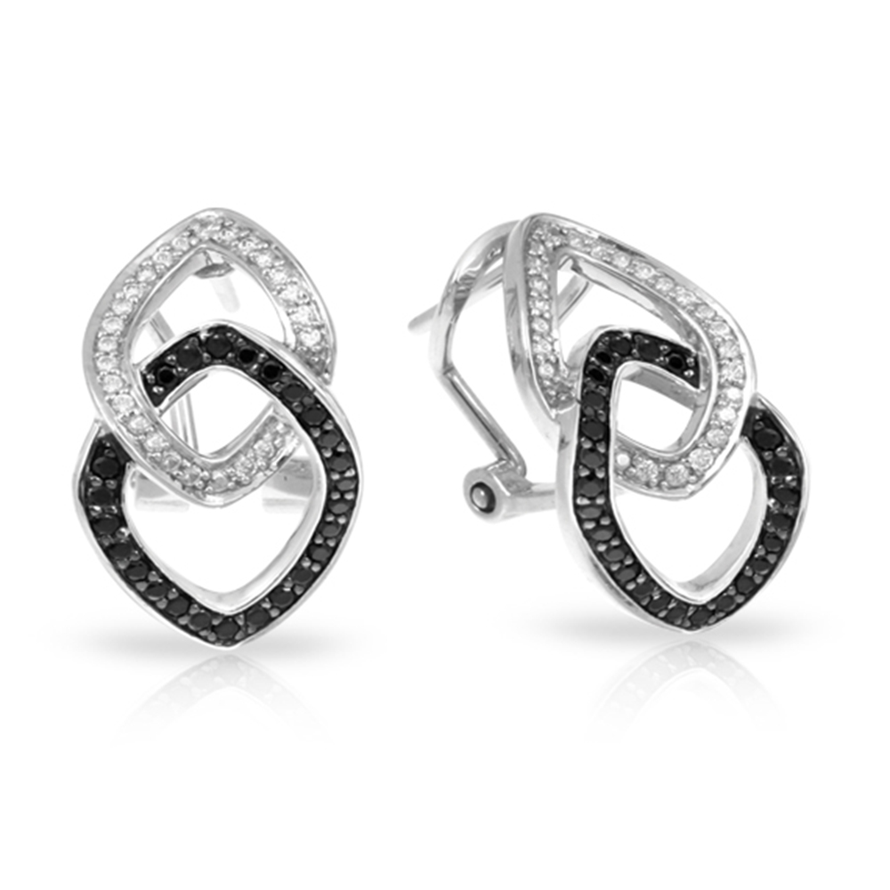 Duet Collection In Sterling Silver Whtblk/Cz Earring