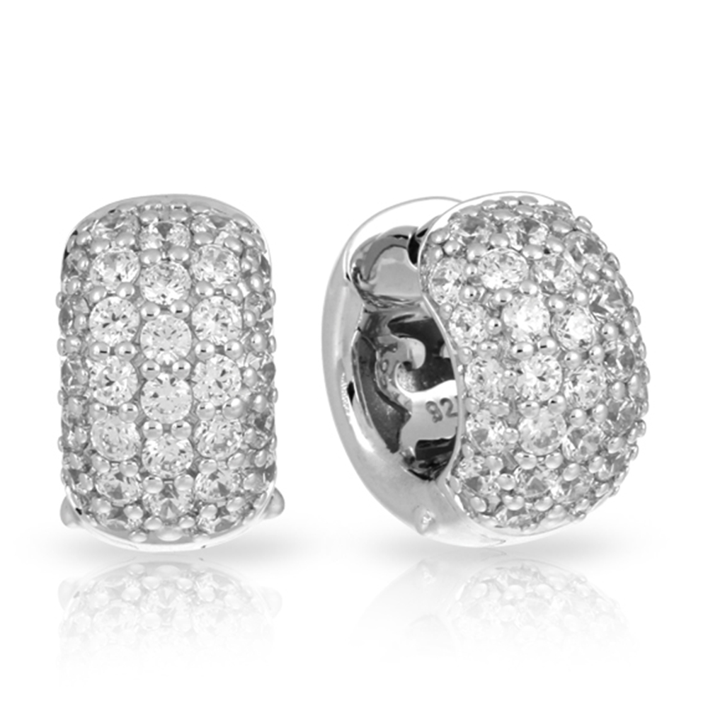 Pav_ Collection In Large Sterling Silver White/Cz Earring