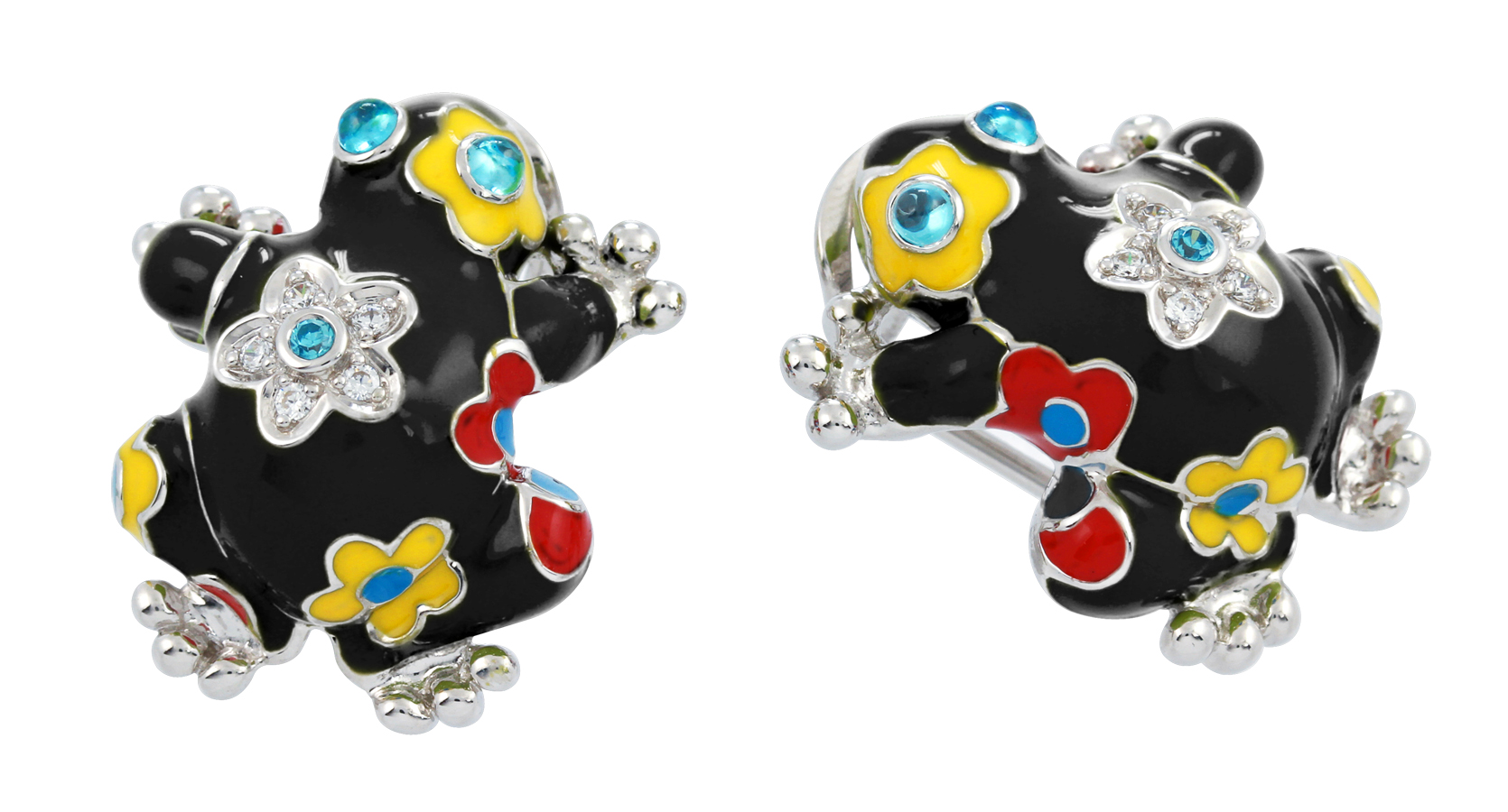 Lucky Frog Black Earrings