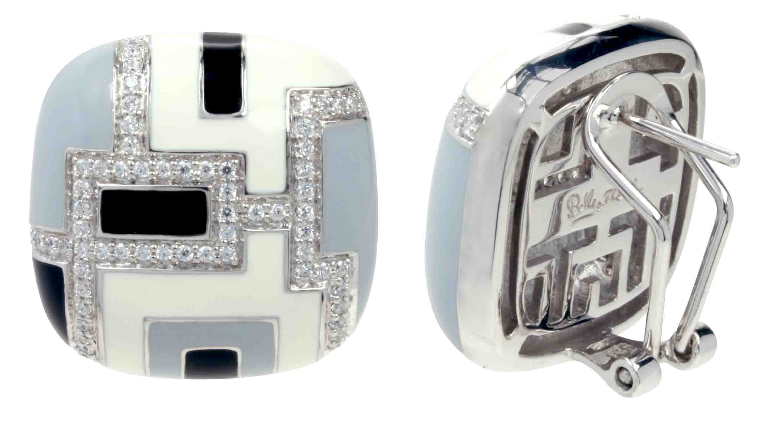 Art Deco Black/Cream Earrings