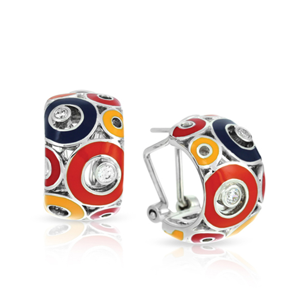 Nova Collection In Sterling Silver Summer Org/Yel/Blue/Red/Cz Earring