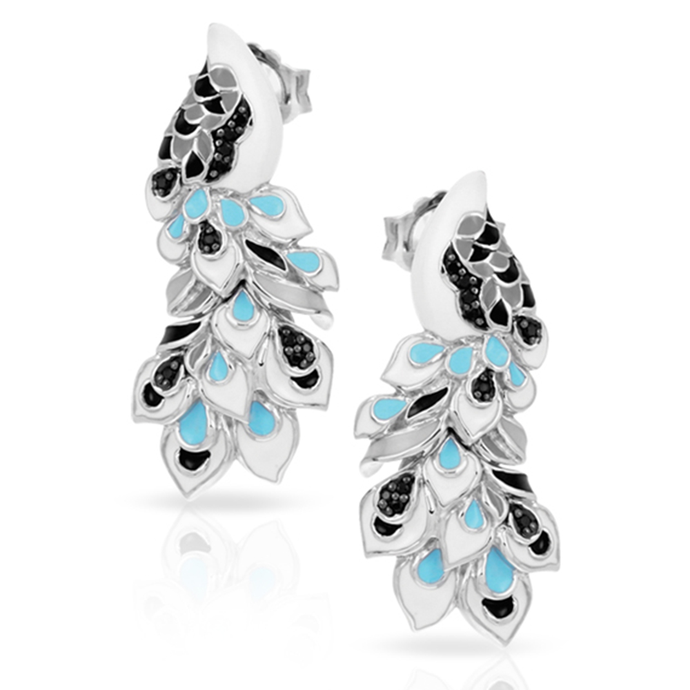 Love In Plume Collection In Sterling Silver White /Blueen/Cz.Black Pendant