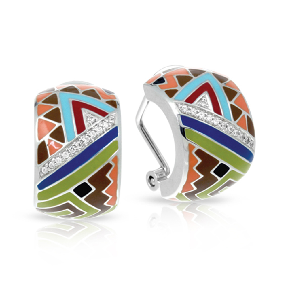 Sedona Collection In Sterling Silver Org_Brw/En/White /Cz Earring