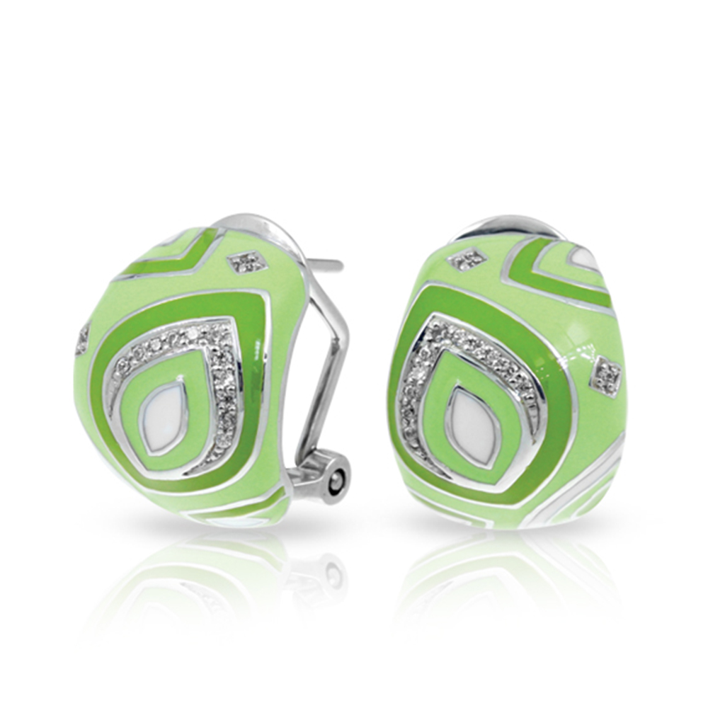 Zen Collection In Sterling Silver / Applegrn/En/White /Cz Earring