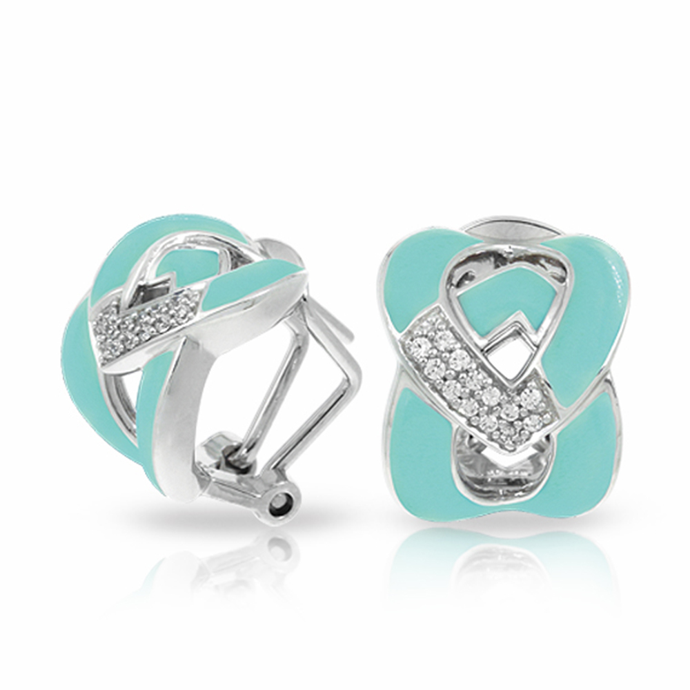 Amazon Collection In Sterling Silver Aqua/En/White /Cz Earring